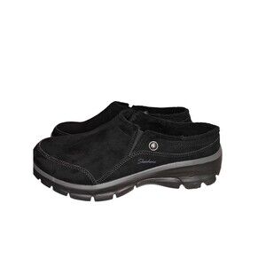 🖤 Skechers Women’s Relaxed Fit Black Suede Clogs 10 Memory Foam Slip On Mules